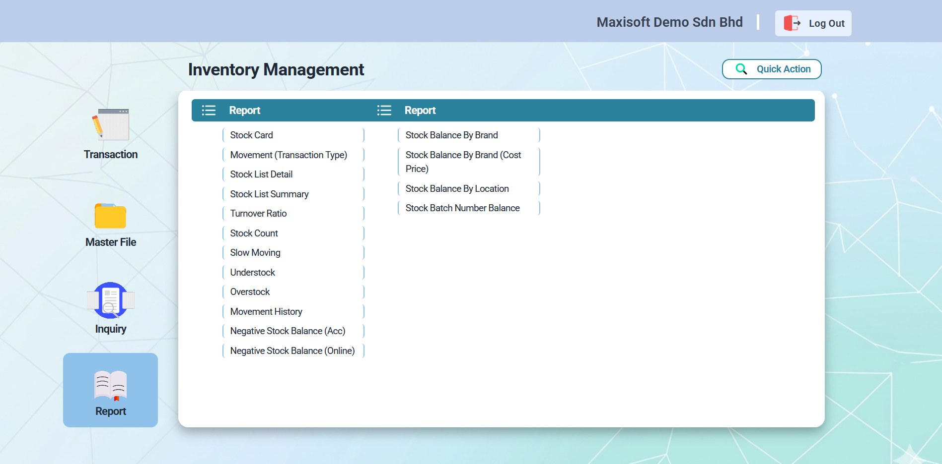 Inventory Management — Stock Report