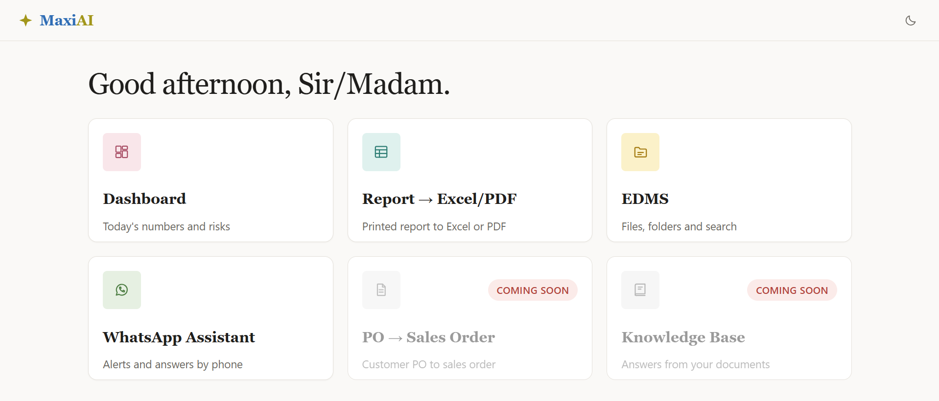 MaxiAI — Main Page